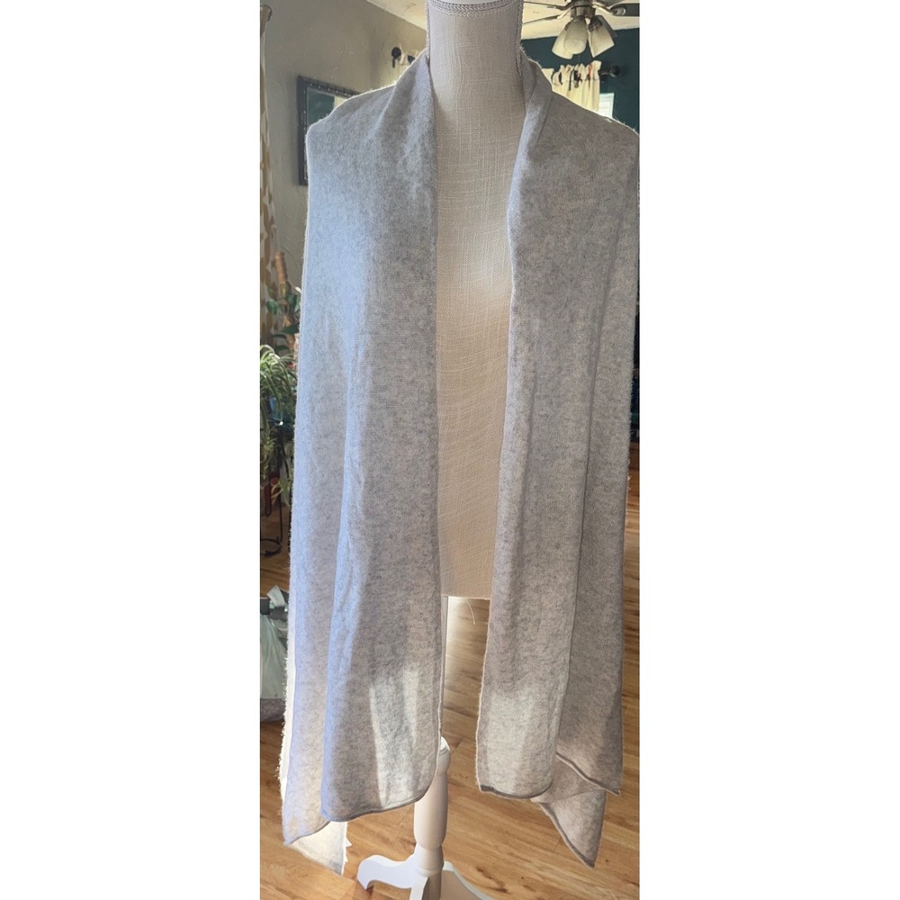 J.Crew 100% Cashmere Scarf Oversized Wrap Light Heather Gray Shawl Luxury Knit